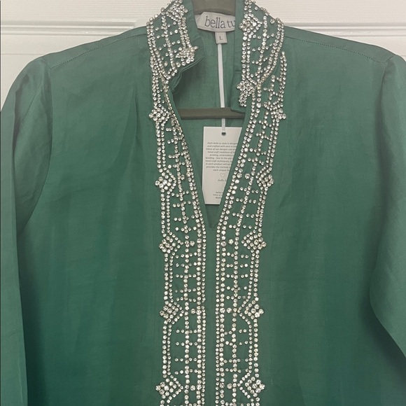 Bella Tu Green Embellished Tunic Dress - Picture 4 of 8